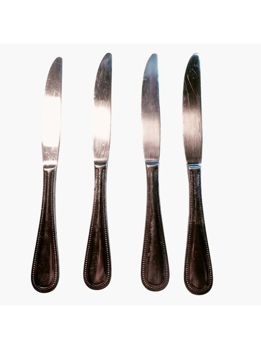 Stainless Steel Beaded Edge Dinner Knives Lot 4